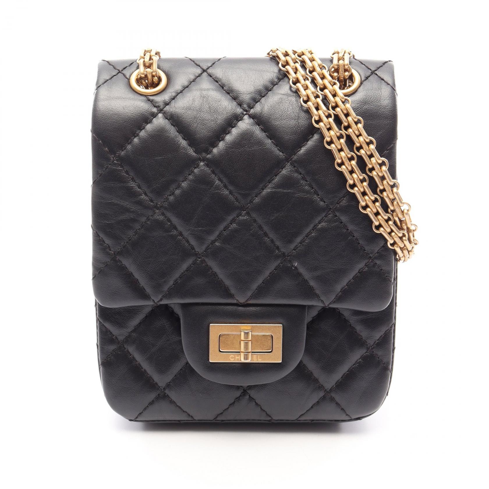シャネル CHANEL 2.55 マトラッセ ショルダーバッグ バッグ カーフ(牛革) レディース ブラック系 AS1961 【中古】