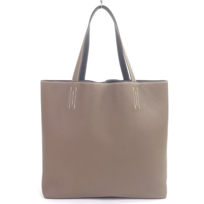 極美品 エルメス トートバッグ ドゥブルセンス45 エトゥープ メンズ