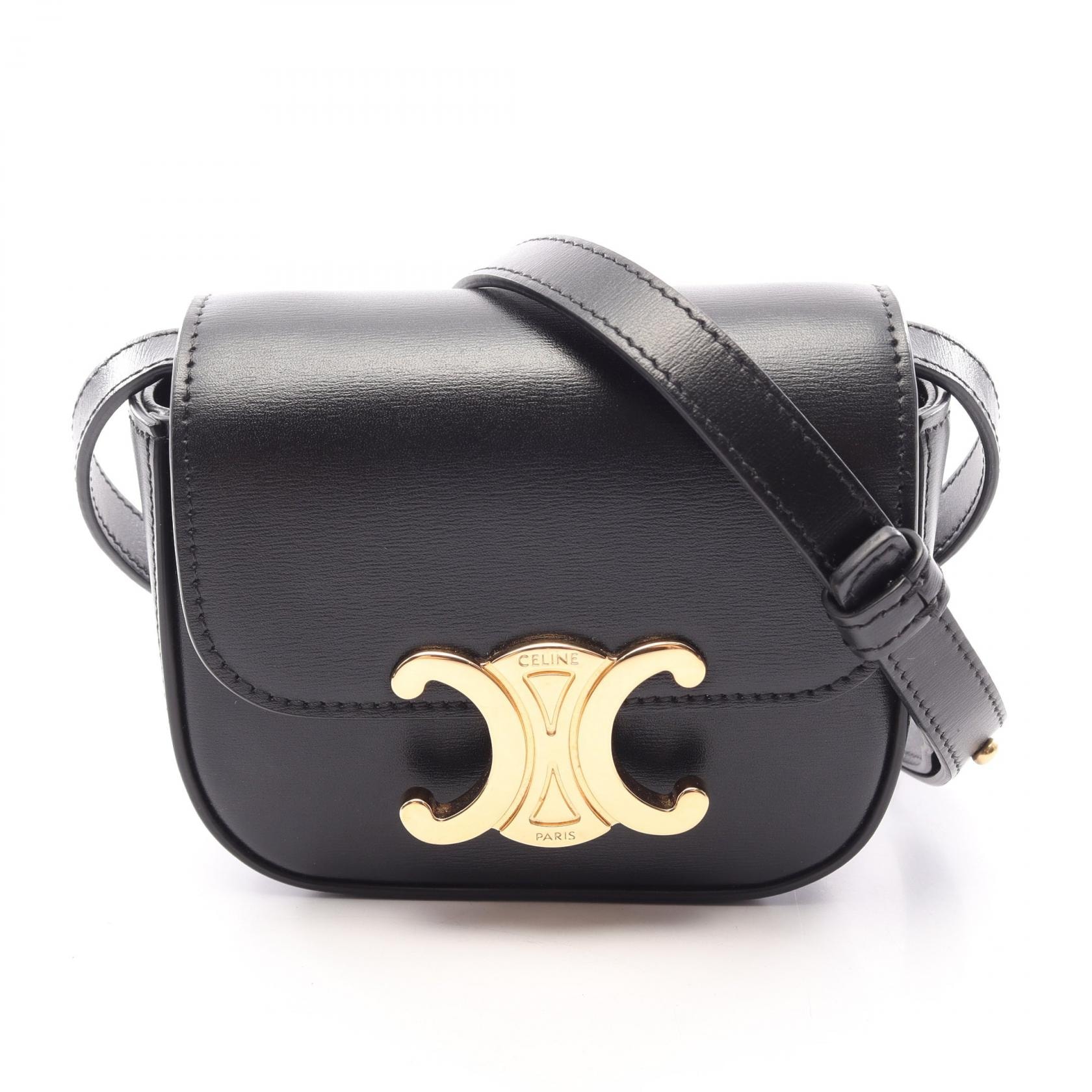 セリーヌ CELINE ミニ クロード ショルダーバッグ バッグ レザー レディース ブラック系 101513DPV.38NO 【中古】