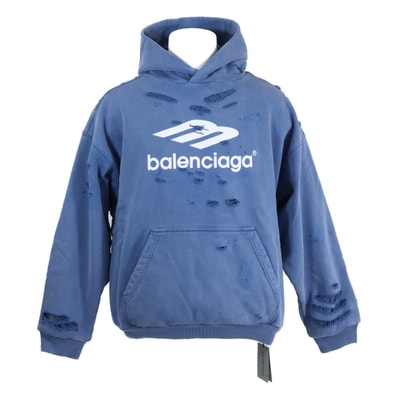 バレンシアガ 【新品同様/国内正規/24年製】818598 デストロイ加工 レイヤードミディアムフィット パーカー M