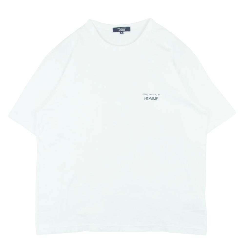 COMME des GARCONS HOMME コムデギャルソンオム HO-T101 Cotton Jersey Garment Print T-Shirts コットン ロゴ 半袖 Tシャツ カットソー ホワイト系 XL【中古】
