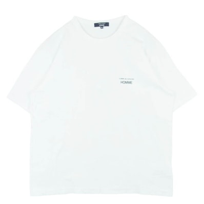 COMME des GARCONS HOMME コムデギャルソンオム HO-T101 Cotton Jersey Garment Print T-Shirts コットン ロゴ 半袖 Tシャツ カットソー ホワイト系 XL【中古】