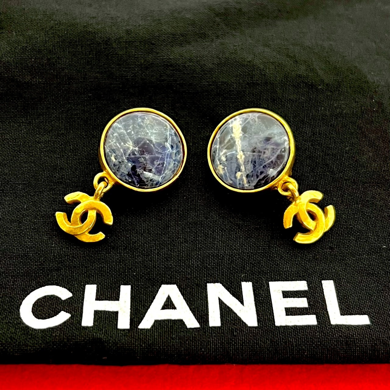 CHANEL シャネル ココマーク マーブルストーン GP イヤリング ゴールド
 10734