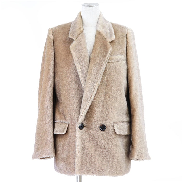 美品 ルイ・ヴィトン 2023AW コットン×モヘア ファー ジャケット レディース ベージュ 34 LOUIS VUITTON