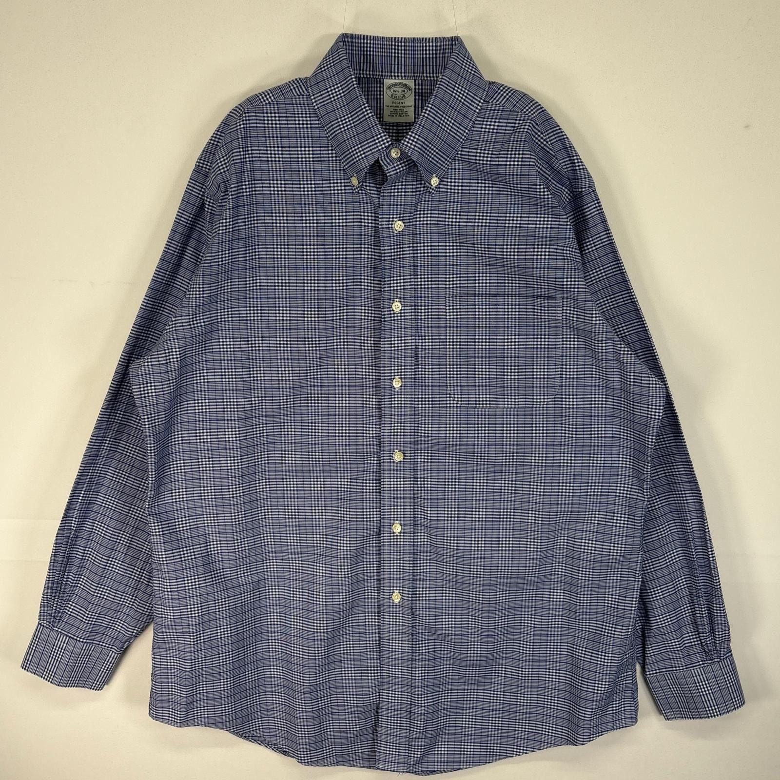 古着 ブルックスブラザーズ Brooks Brothers 長袖シャツ ボタンダウン REGENT 胸ポケ L  ブルー系 チェック メンズ
