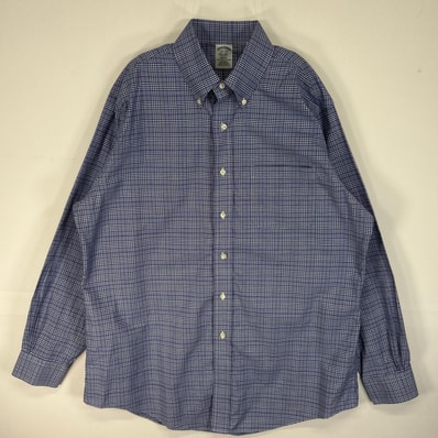 古着 ブルックスブラザーズ Brooks Brothers 長袖シャツ ボタンダウン REGENT 胸ポケ L ブルー系 チェック メンズ