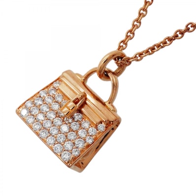 ★SALE【6jfb0560】エルメス ネックレス アミュレット/ケリー K18PG ピンクゴールド ダイヤモンド【中古】レディース