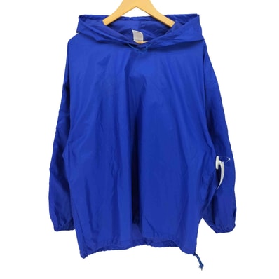 80-90S デサント製 トレフォイル ロゴプリント 3ストライプ ナイロン プルオーバー フーディ【1139750029425】