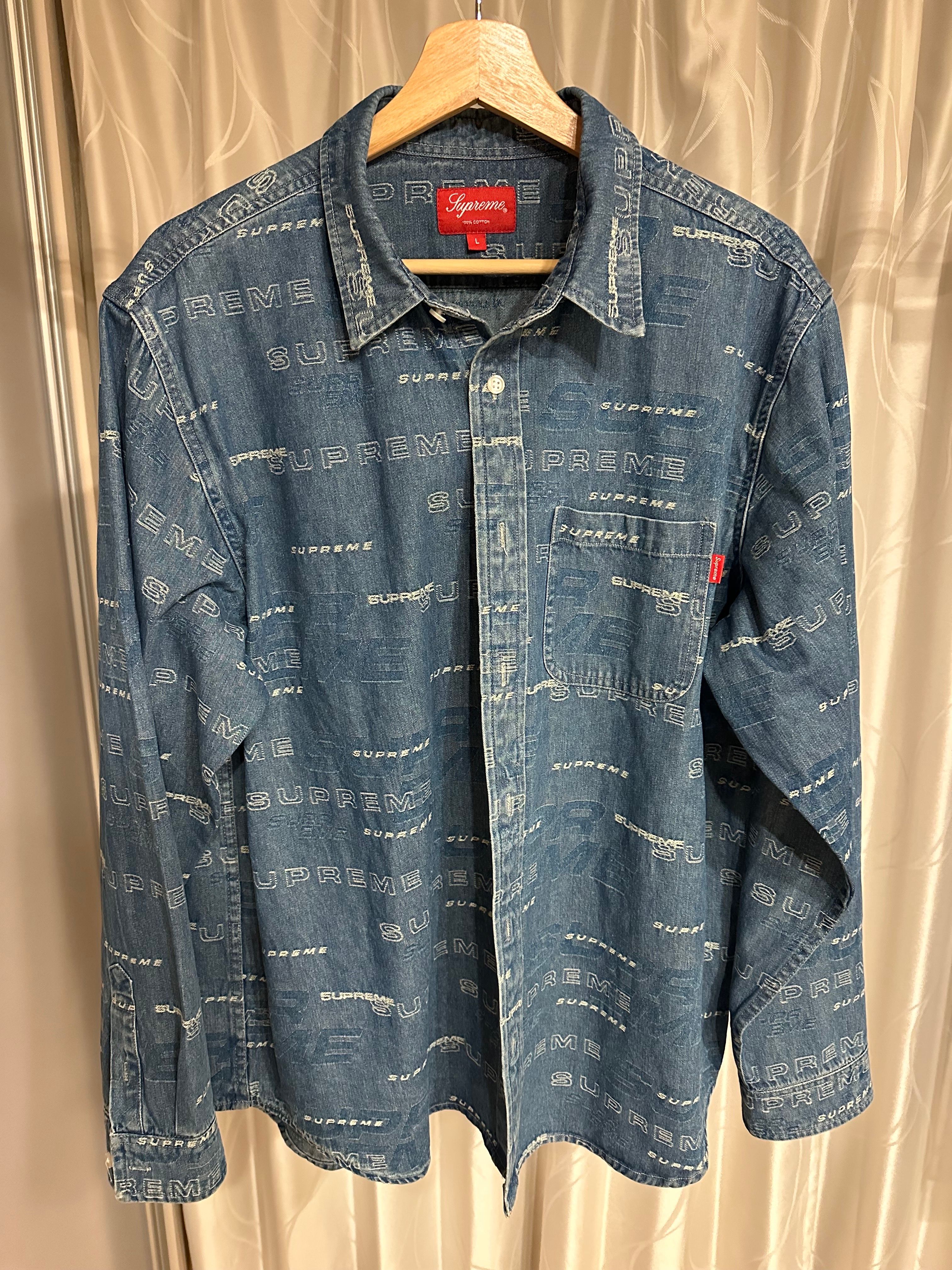 Supreme Dimensions Logo Denim Shirt "Blue"