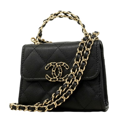 ★最終価格★SALE【6fa0740】シャネル ハンドバッグ ミニマトラッセ チェーンショルダー ココハンドル キャビアスキン ブラック シャンパンゴールド金具 2wayバッグ【中古】レディース