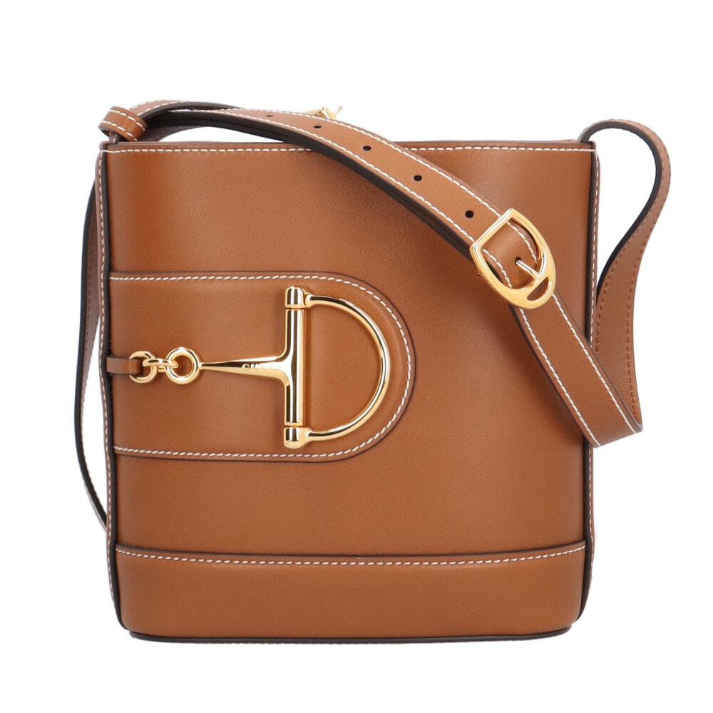 グッチ スモール バケットバッグ グッチ73 ショルダーバッグ レザー 833665 ブラウン レディース GUCCI  中古