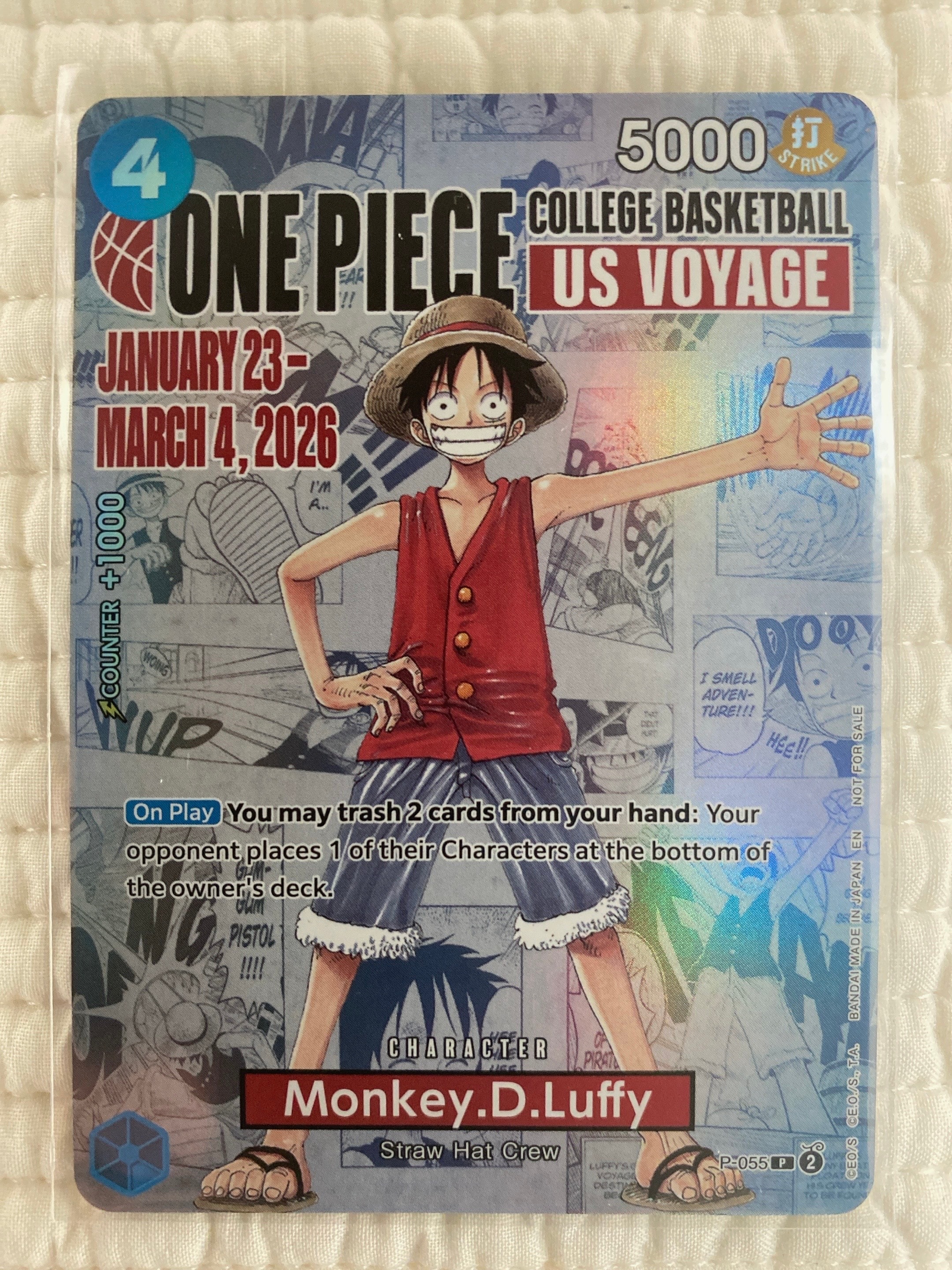 モンキー・D・ルフィ:P (開封済) [P-055]【英語版】(プロモーションカード「ワンピース カレッジ バスケットボール:USボヤージュ」)