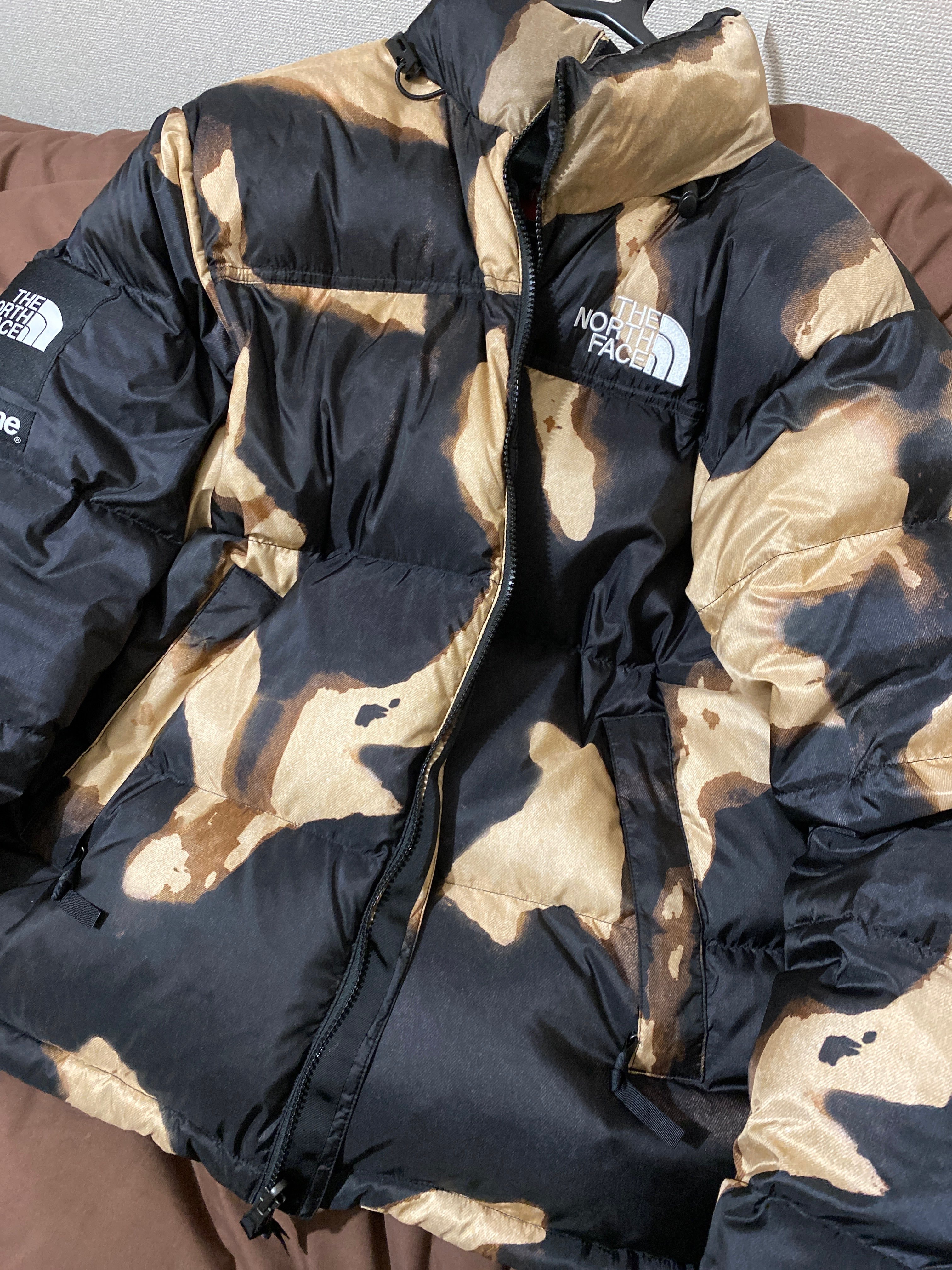 Supreme x The North Face Bleached Denim Print Nuptse Jacket "Black"