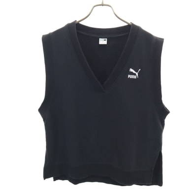 PUMA プーマ スウェット Vネック ベスト S ブラック