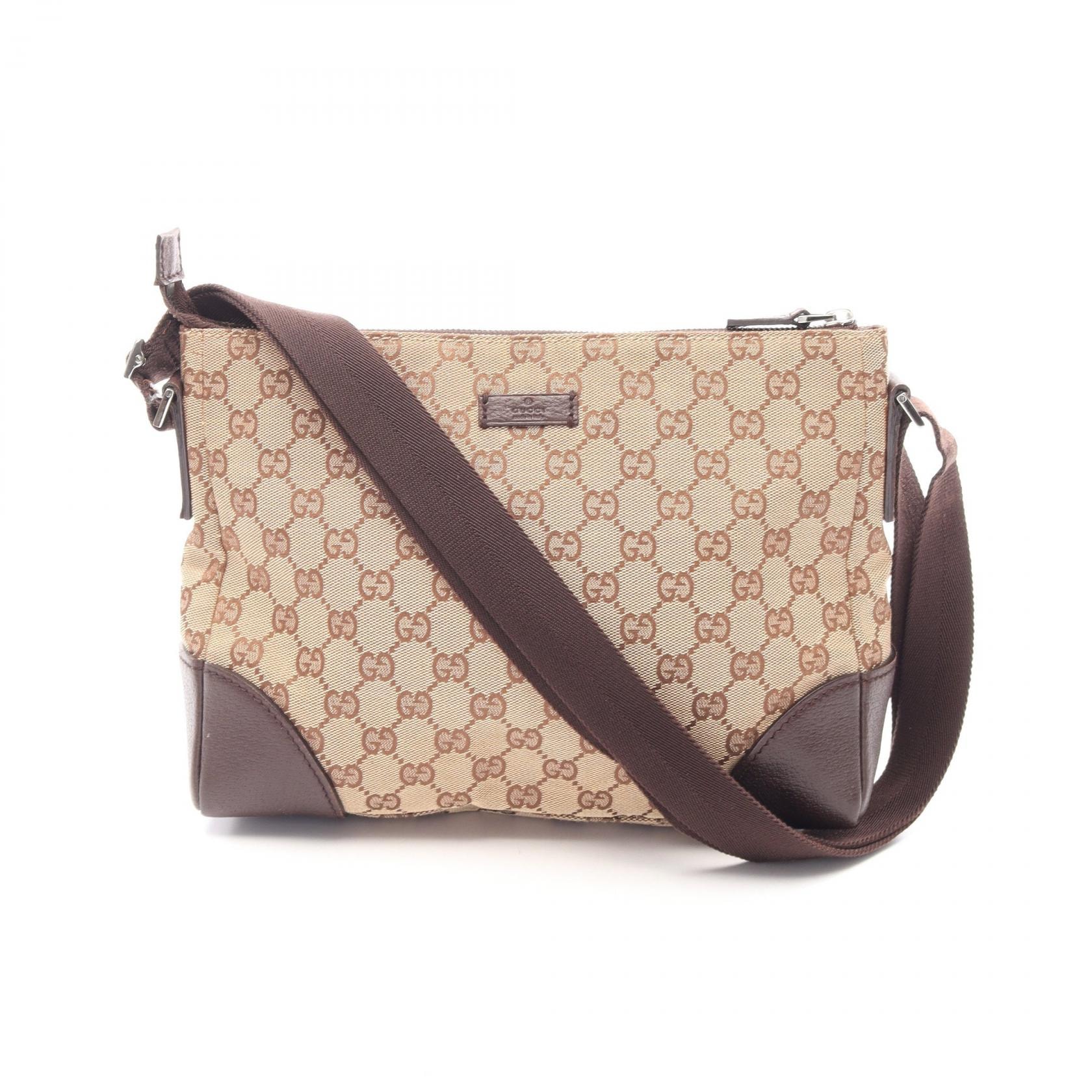 グッチ GUCCI GGキャンバス ショルダーバッグ バッグ キャンバス レザー レディース ベージュ系 / ブラウン系 114273 【中古】