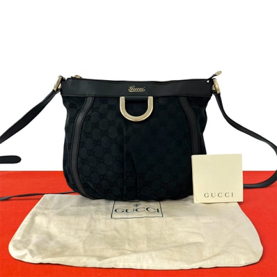 GUCCI グッチ アビー GGスプリーム ロゴ キャンバス レザー ショルダーバッグ ブラック
82996