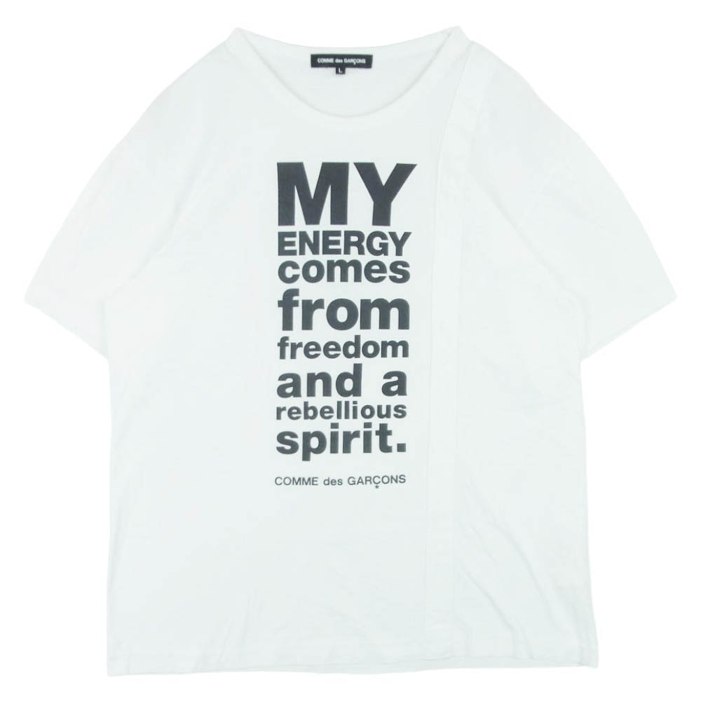 COMME des GARCONS コムデギャルソン MY ENERGY comes from freedom プリント 半袖 Tシャツ カットソー ホワイト系 L【中古】