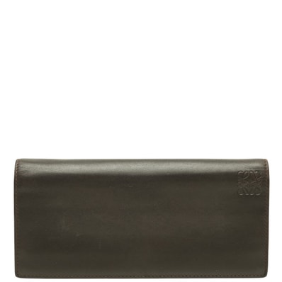 ロエベ アナグラム 長財布 ダークブラウン レザー メンズ LOEWE 中古