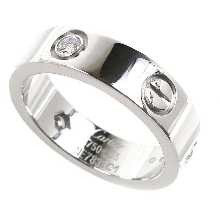 CARTIER カルティエ K18WG ホワイトゴールド ラブ ハーフ ダイヤ リング・指輪 B4032555 ダイヤモンド 14.5号 55 9.2g レディース【中古】
