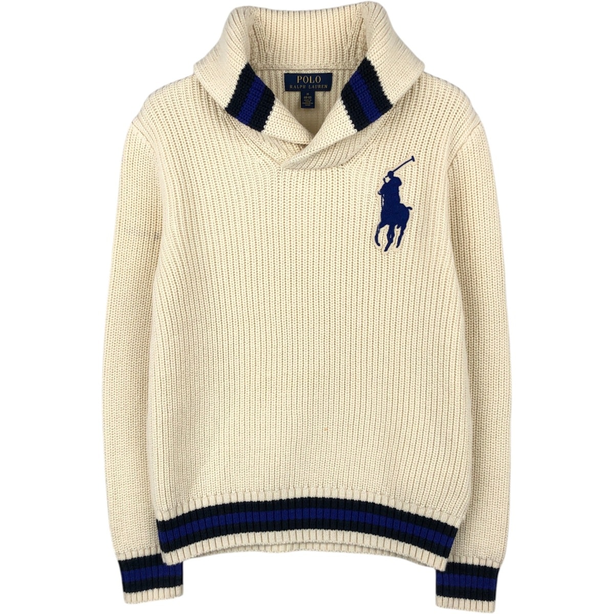 古着 ラルフローレン Ralph Lauren POLO RALPH LAUREN ビッグポニー ショールカラー コットンニットセーター レディースS相当/eaa622186
