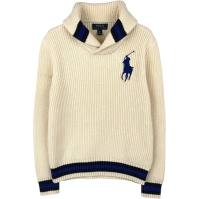 古着 ラルフローレン Ralph Lauren POLO RALPH LAUREN ビッグポニー ショールカラー コットンニットセーター レディースS相当/eaa622186