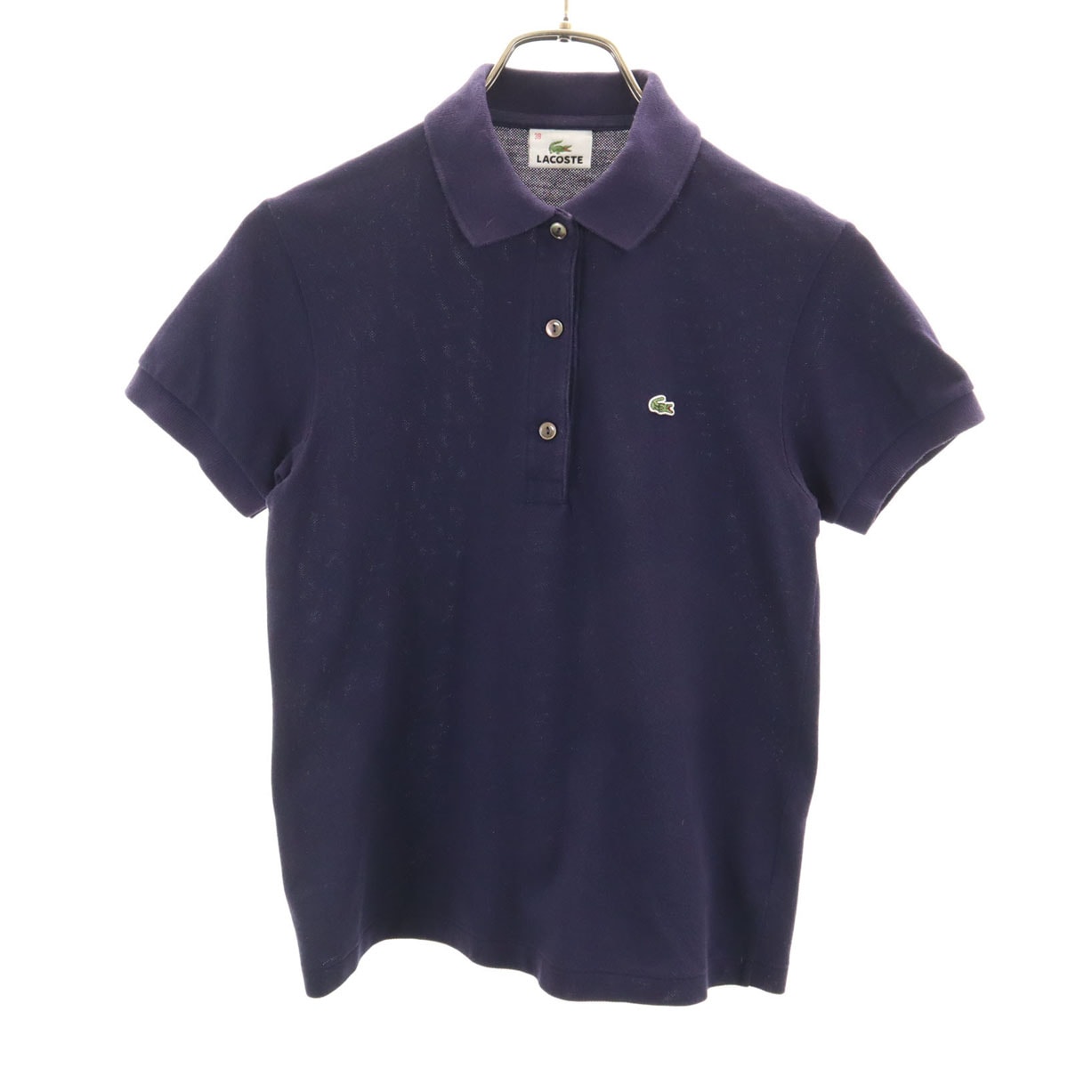 LACOSTE ラコステ 日本製 半袖 ポロシャツ 38 ネイビー 鹿の子