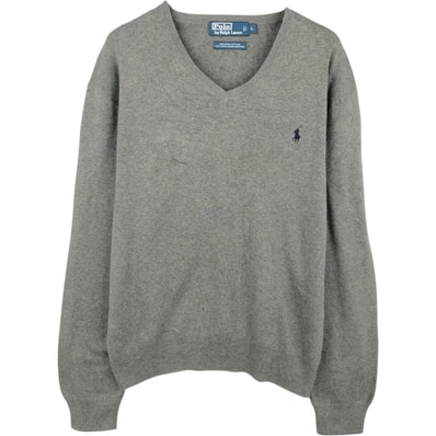 古着 ラルフローレン Ralph Lauren POLO by Ralph Lauren Vネック ピマコットンニットセーター メンズL相当/eaa672427