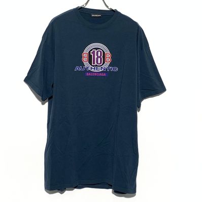 Balenciaga Authentic Print Tee Navy