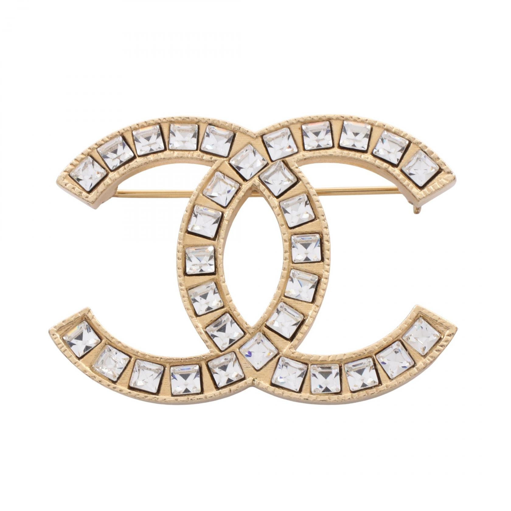 シャネル CHANEL ココマーク ブローチ アクセサリー GP(ゴールドメッキ) ラインストーン レディース ゴールド系 / クリア系 09A 【中古】