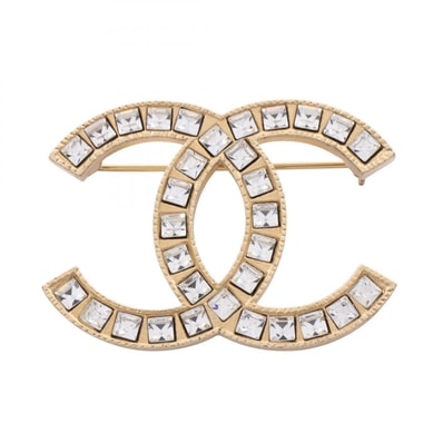 シャネル CHANEL ココマーク ブローチ アクセサリー GP(ゴールドメッキ) ラインストーン レディース ゴールド系 / クリア系 09A 【中古】