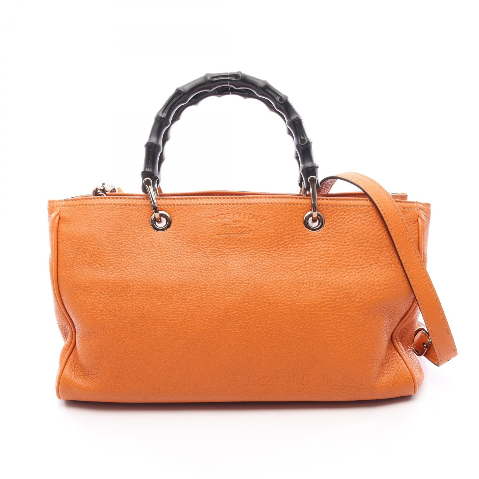 グッチ GUCCI バンブー ショッパー ミディアム 2WAY トートバッグ バッグ レザー レディース オレンジ系 323660 【中古】