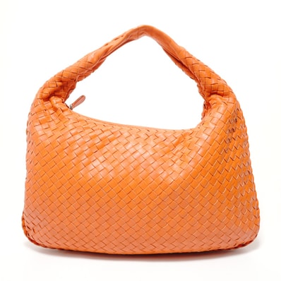 ボッテガヴェネタ BOTTEGAVENETA イントレチャート ワンショルダーバッグ レザー オレンジ ハンドバッグ【中古】