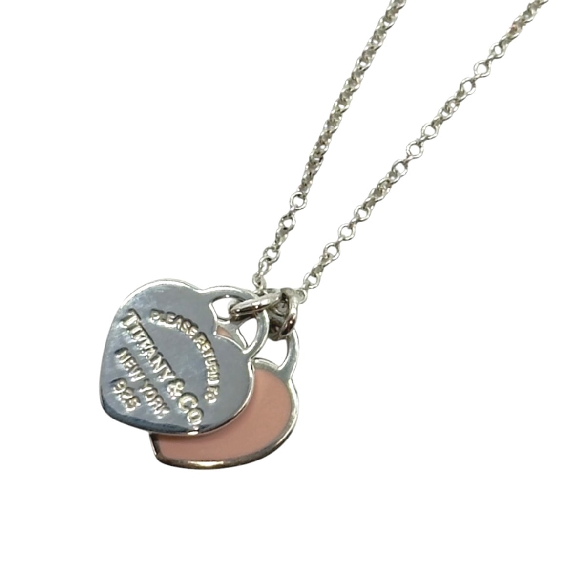 美品 TIFFANY&Co. ティファニー リターン トゥ ティファニー ピンク ダブル ハート タグ ペンダント シルバー シルバー925 ネックレス Y1-00011 【中古】