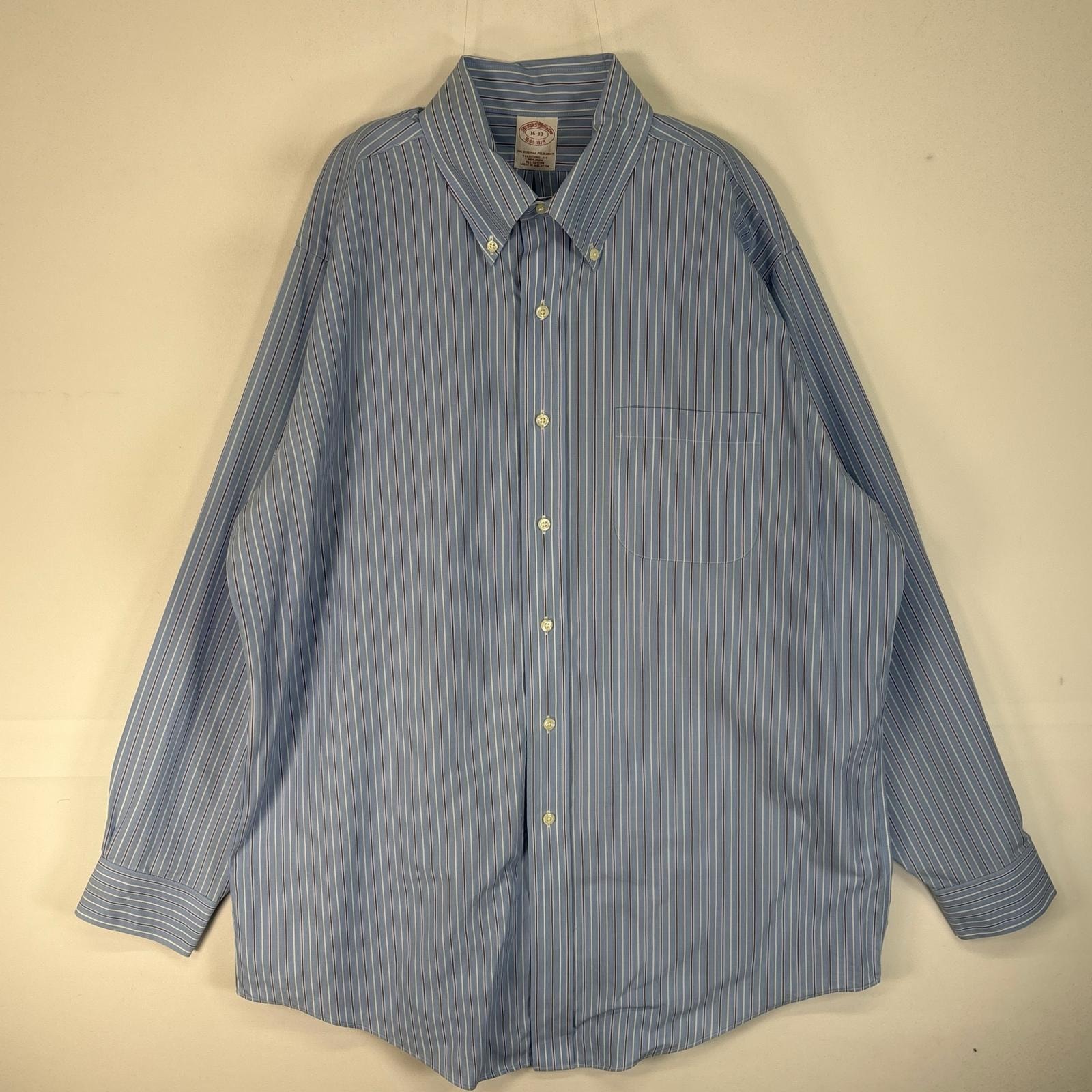 古着 ブルックスブラザーズ Brooks Brothers 長袖シャツ ストライプ 胸ポケ ボタンダウン L  ブルー系 マルチカラー メンズ