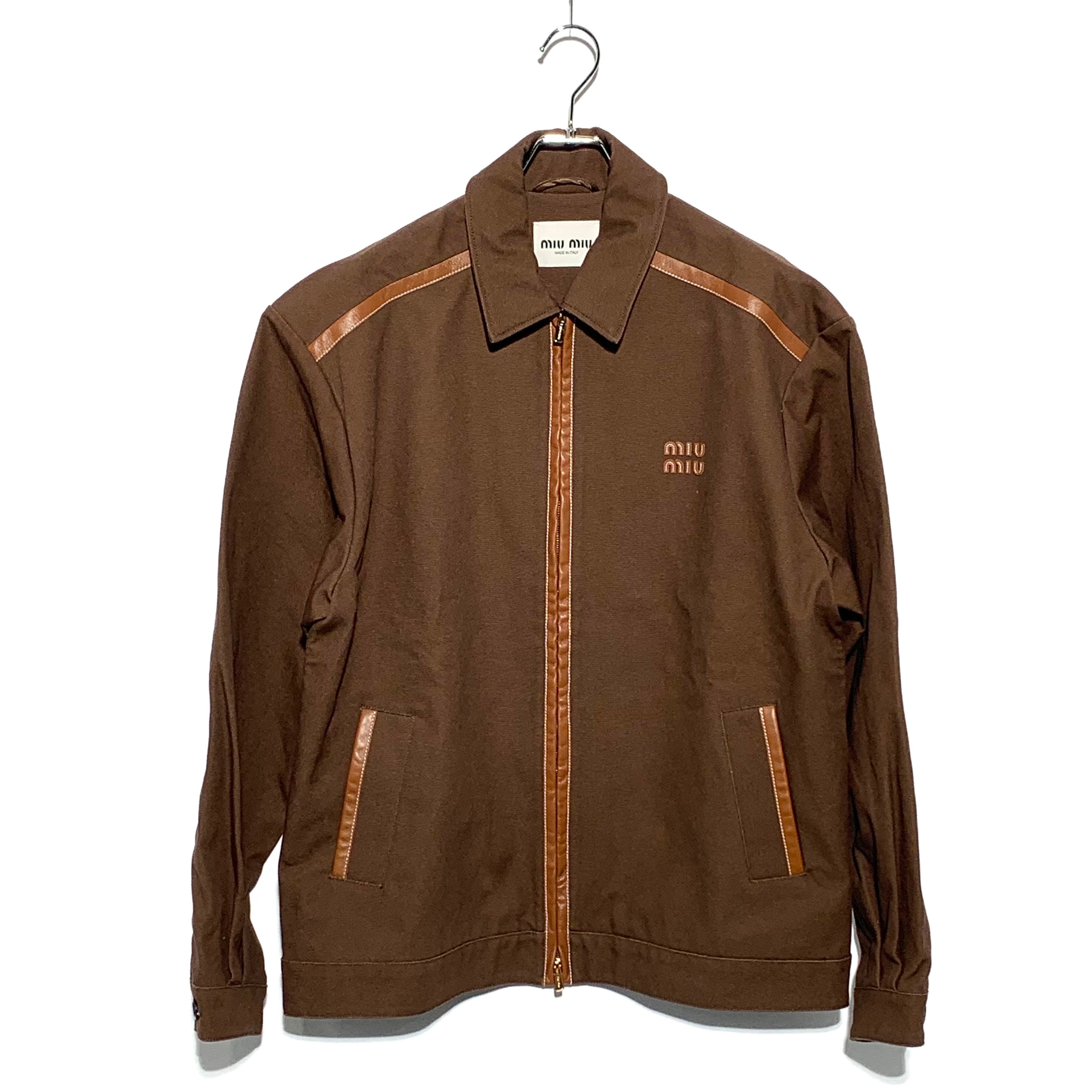 MIU MIU Women's Logo Patch Blouson "Brown"