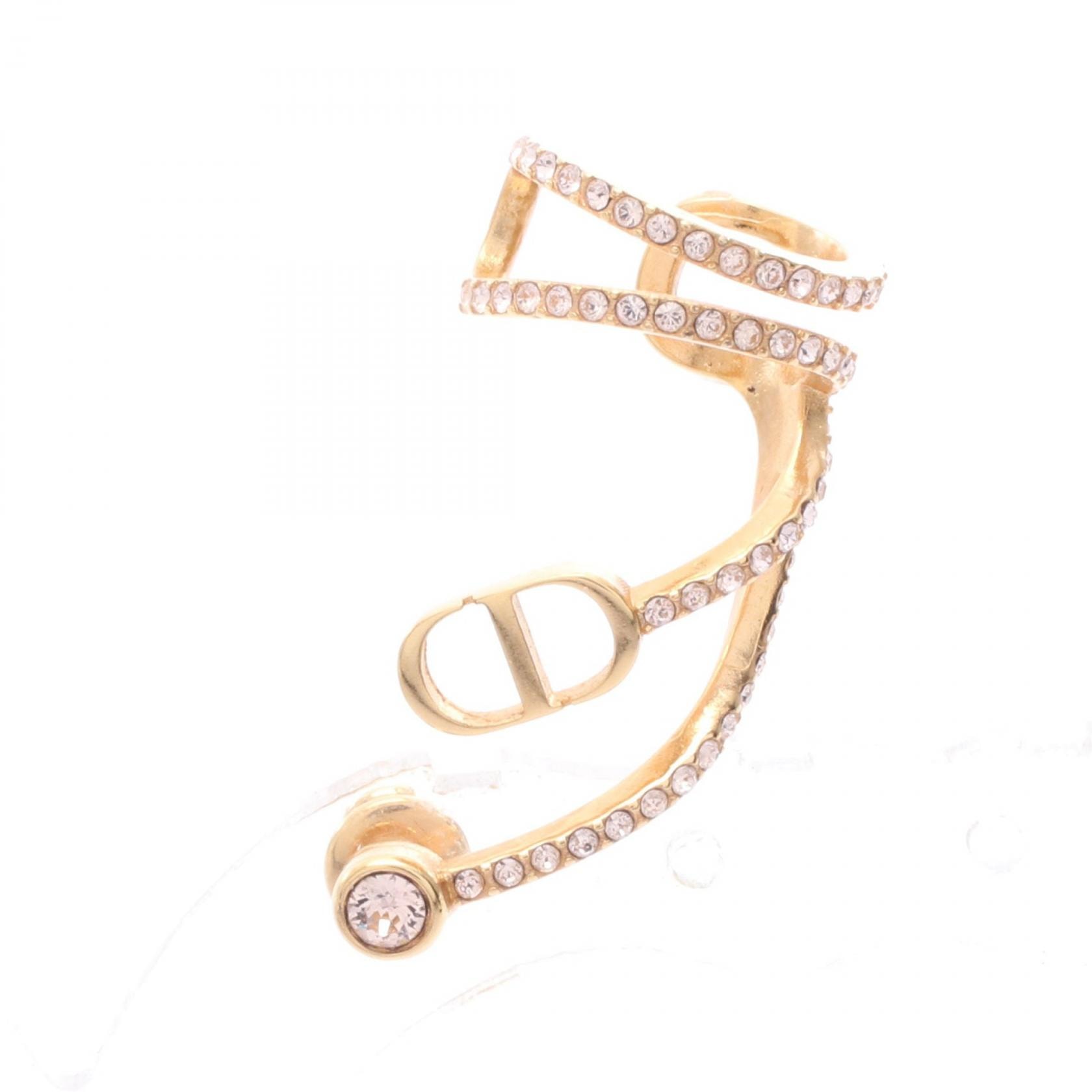 ディオール Dior CDロゴ ピアス ジュエリー GP(ゴールドメッキ) ラインストーン レディース ゴールド系 / クリア系 【中古】