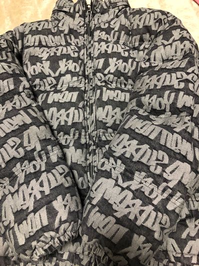 Supreme Fat Tip Jacquard Denim Puffer Jacket "Black"