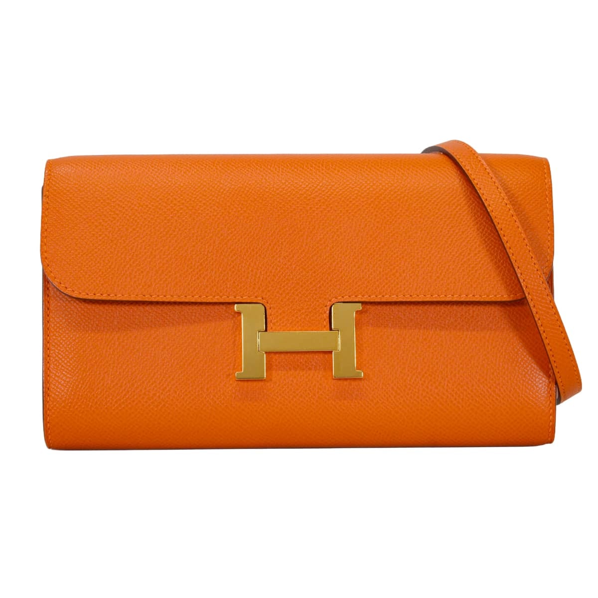 HERMES エルメス 長財布 コンスタンス ロング ウォレット トゥーゴー オレンジ エプソン ゴールド金具 B刻印 新品同様【中古】