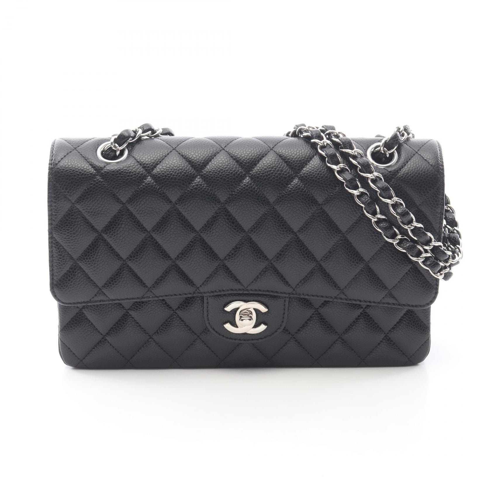 シャネル CHANEL マトラッセ Wフラップ ショルダーバッグ バッグ キャビアスキン(グレインドカーフ) レディース ブラック系 【中古】