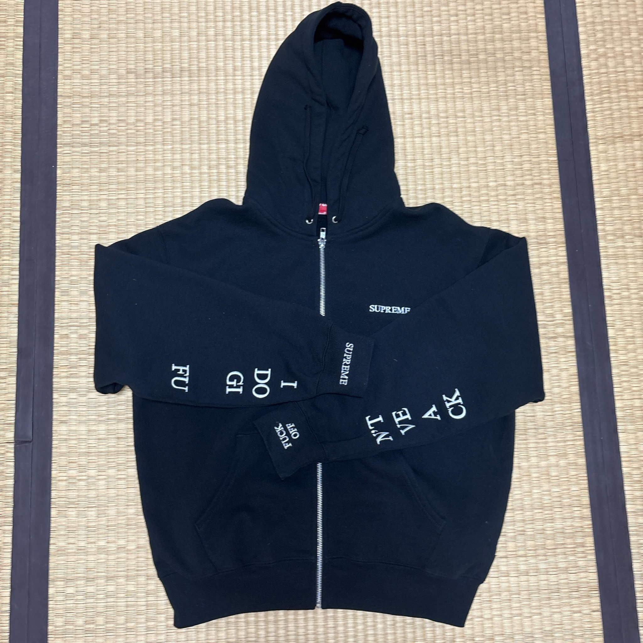 Supreme IDGAF Zip Up Hooded Sweatshirt "Black"