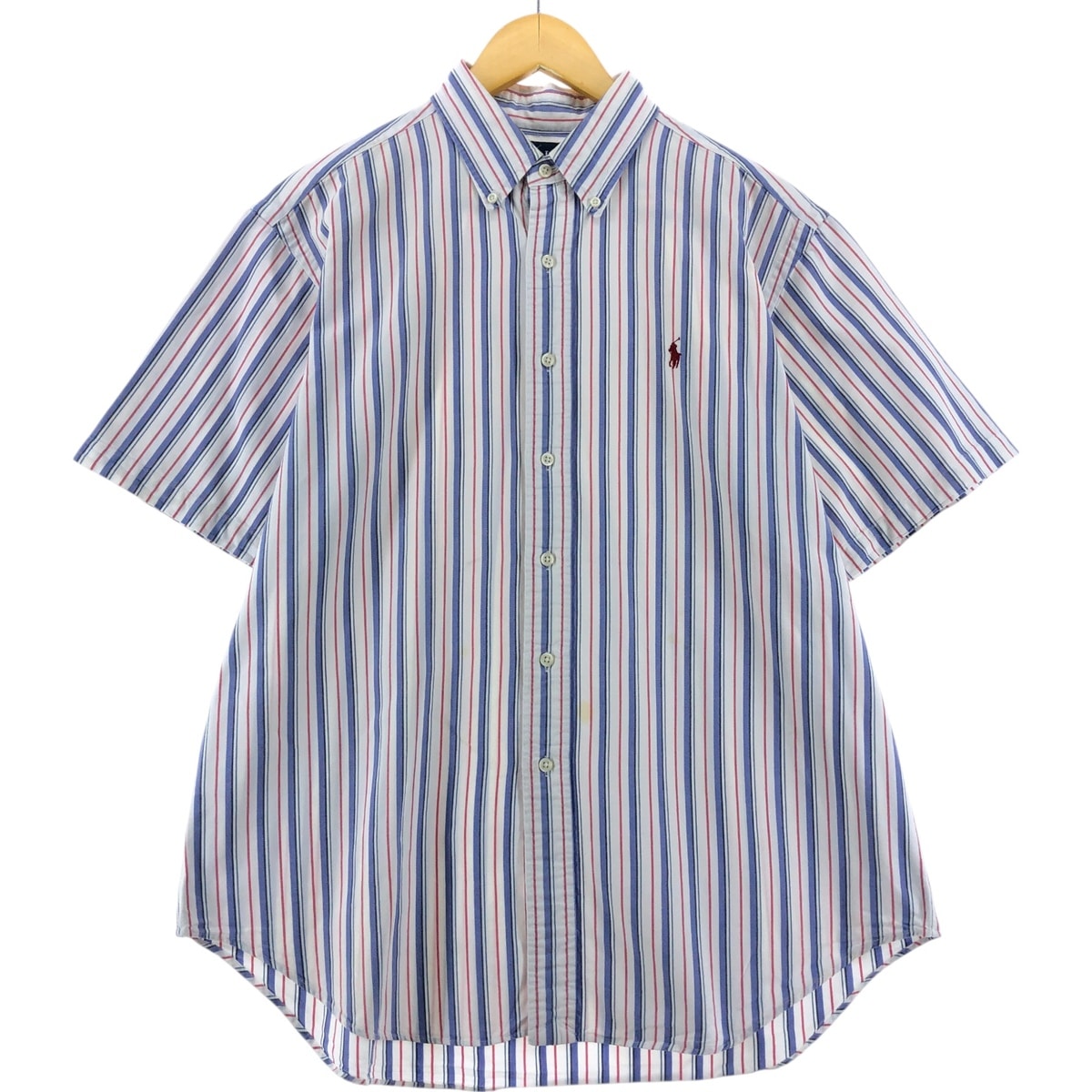 古着 ラルフローレン Ralph Lauren CLASSIC FIT 半袖 ボタンダウン ストライプシャツ メンズL相当/eaa533693