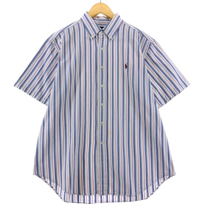 古着 ラルフローレン Ralph Lauren CLASSIC FIT 半袖 ボタンダウン ストライプシャツ メンズL相当/eaa533693