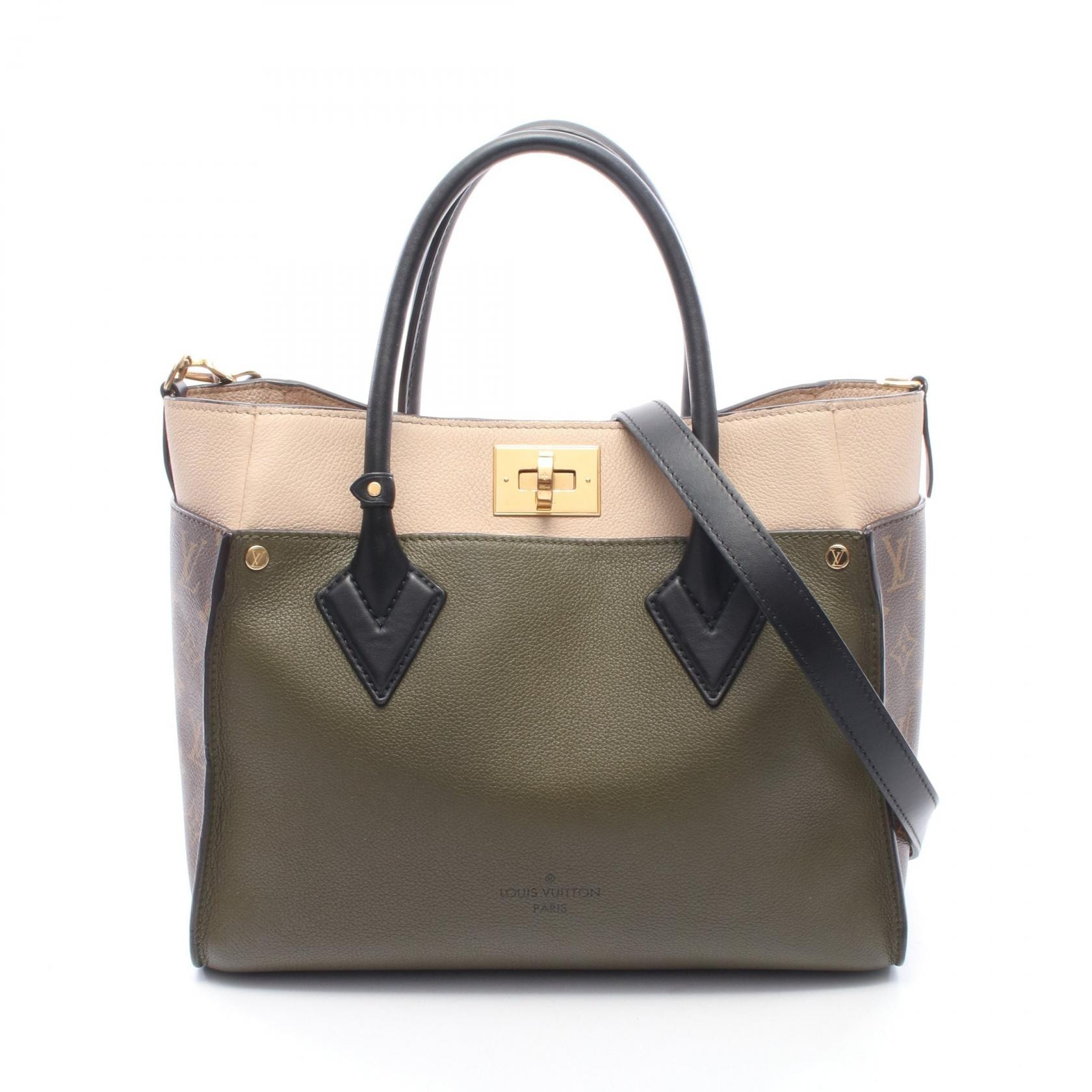 ルイ・ヴィトン LOUIS VUITTON オンマイサイド MM モノグラム ローリエ 2WAY ハンドバッグ バッグ レザー PVCコーティングキャンバス レディース カーキ系 / アイボリー系 / ブラウン系 M55302 【中古】