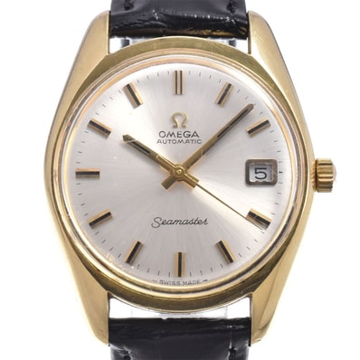 オメガ OMEGA 166.067 ヴィンテージ シーマスター キャップゴールド デイト シルバー 自動巻き メンズ 良品 腕時計 O#150684