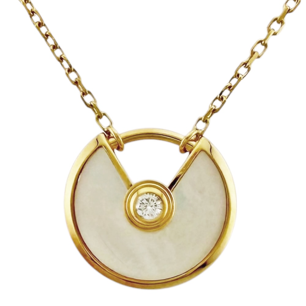カルティエ アミュレット ネックレス 18金 K18イエローゴールド マザーオブパール レディース CARTIER  中古