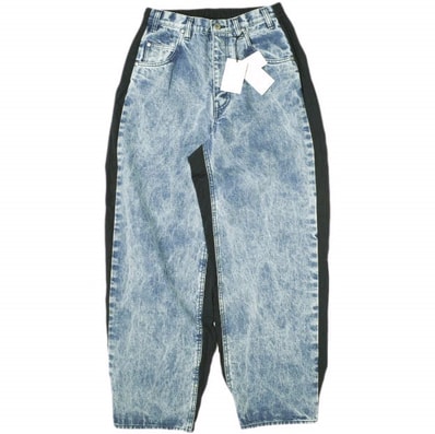 新品 stein シュタイン 24SS 日本製 NYLON COMBINATION CHEMICAL BLEACHED DENIM JEANS ナイロンコンビネーションケミカルブリーチデニム ST.782 M INDIGO ドッキング ジーンズ パンツ