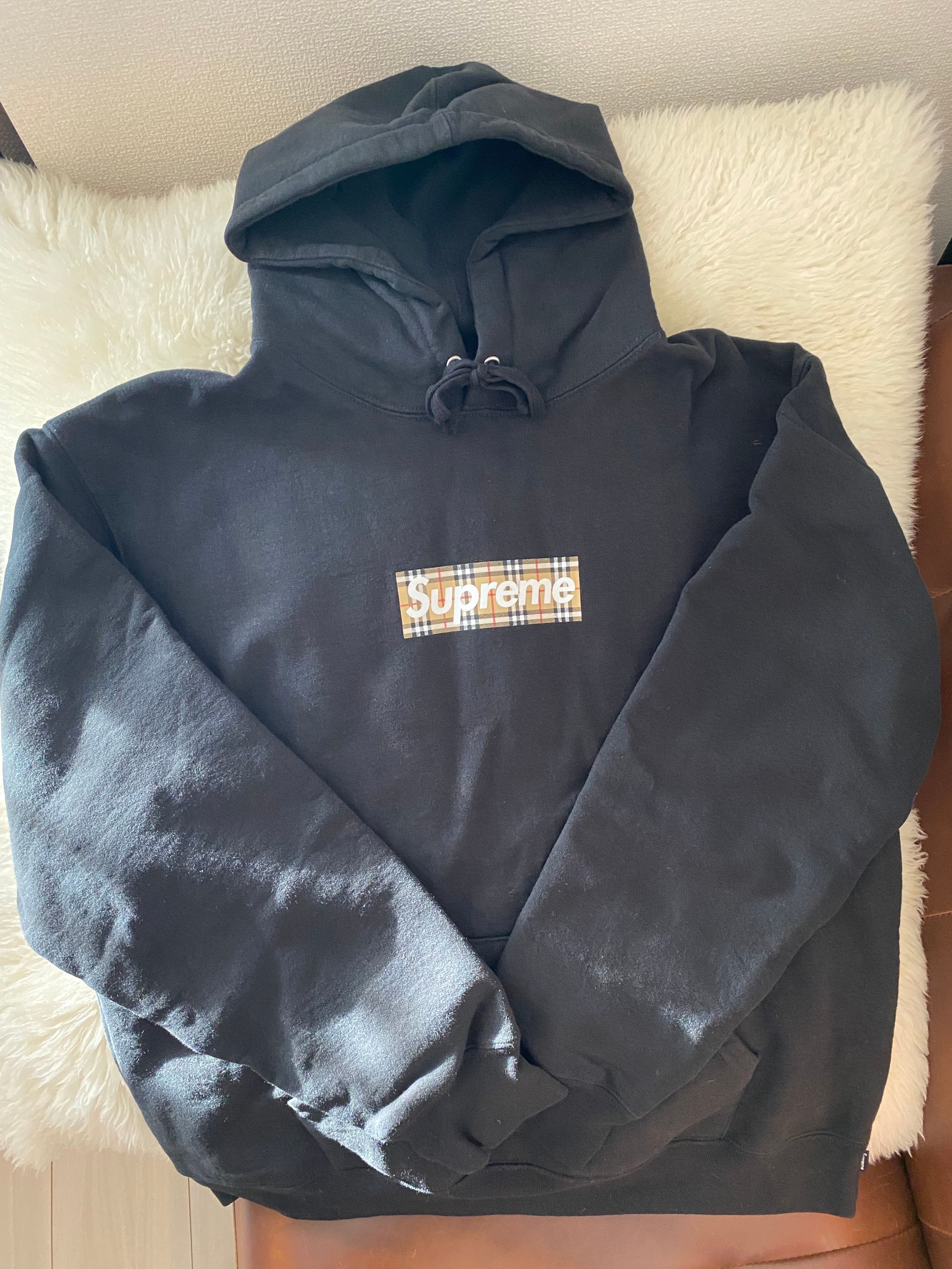 Supreme / Burberry Box Logo Hooded Sweatshirt "Black"