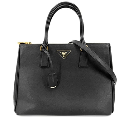 PRADA プラダ 2WAY ガレリア ラージ ハンドバッグ ショルダーバッグ 1BA274 レザー ブラック 黒 ゴールド金具 レディース【中古品】