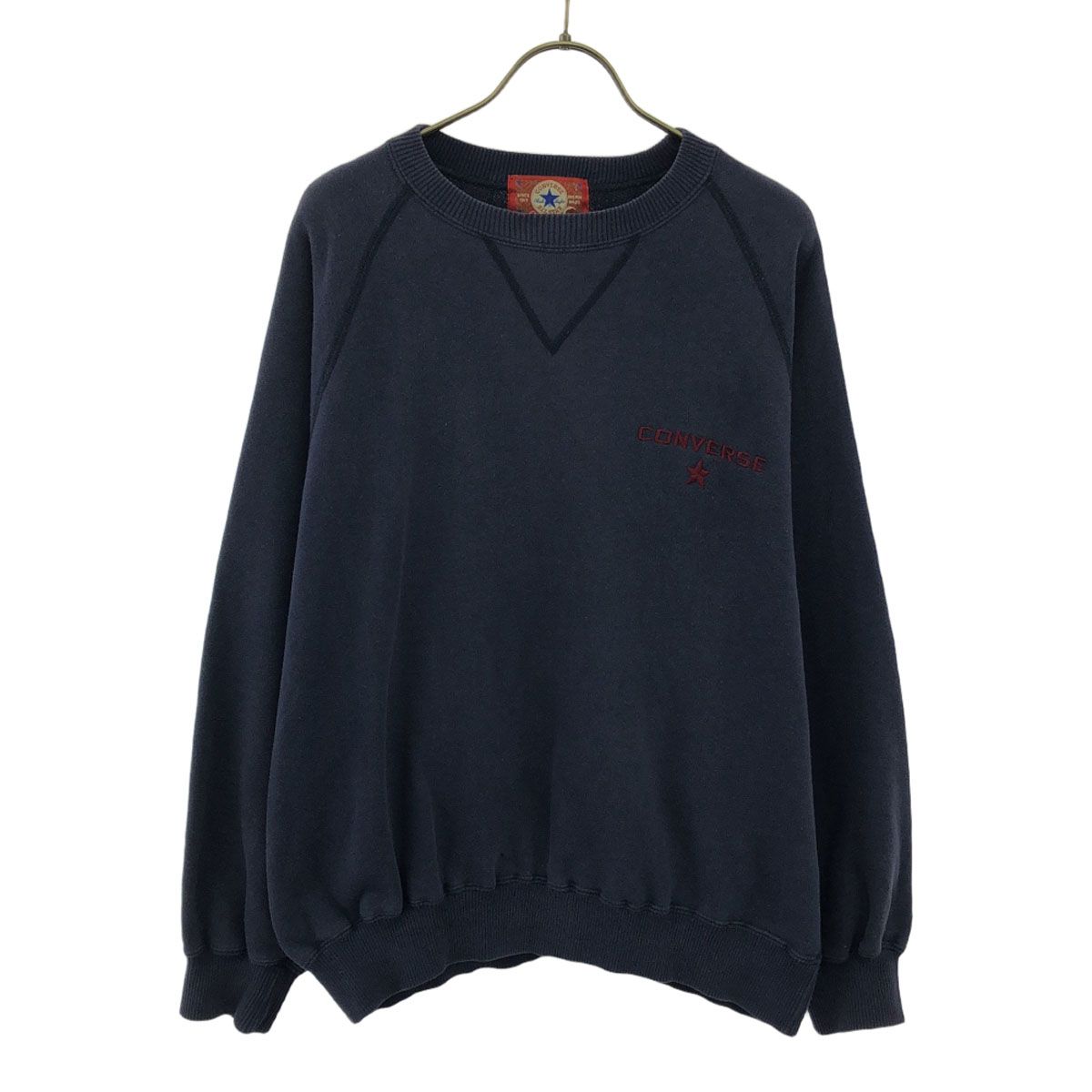 CONVERSE コンバース ロゴ刺繍 長袖 トレーナー L ネイビー スウェット