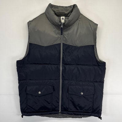 古着 ギャップ GAP ベスト ナイロン フルジップ 中綿 ツートンカラー L ネイビー系 メンズ